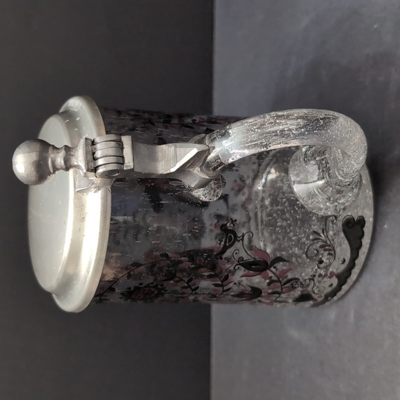 VGT,German Rein Zinn Glass Beer Stein With a Pewter Hinged Lid. - Picture 2 of 9